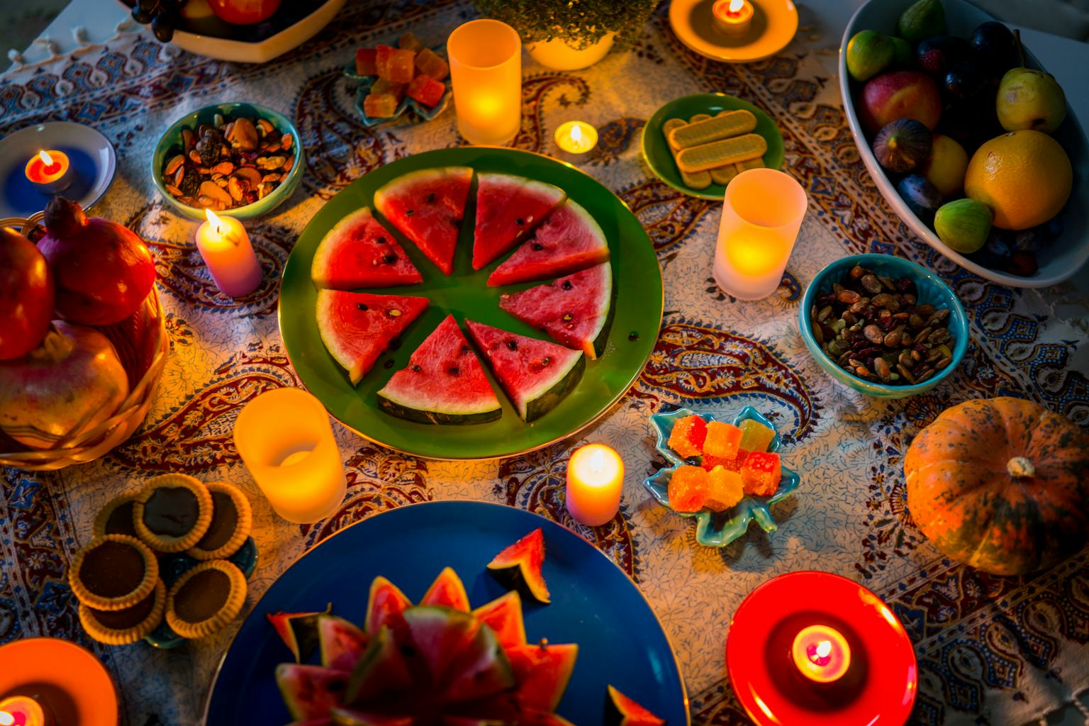 Traditional Yalda table setup